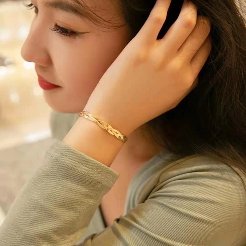 Fashion Twist 304 Stainless Steel 18K Gold Plated Rose Gold Plated Plating Stainless Steel Jewelry Sets