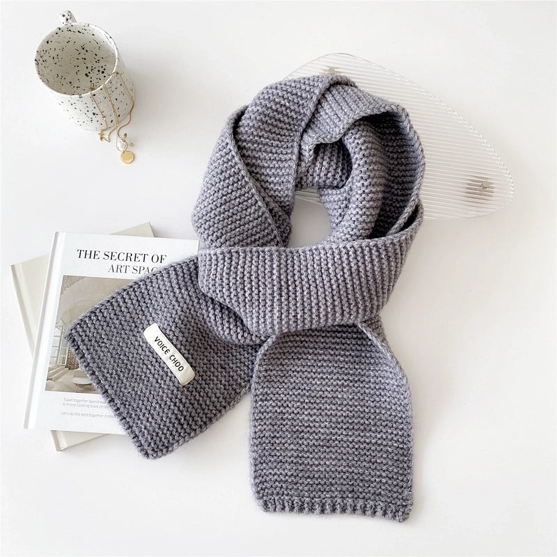 New Solid Color Scarf Women's Winter Warm  Knitted Long Thickened  Student Wool Scarf