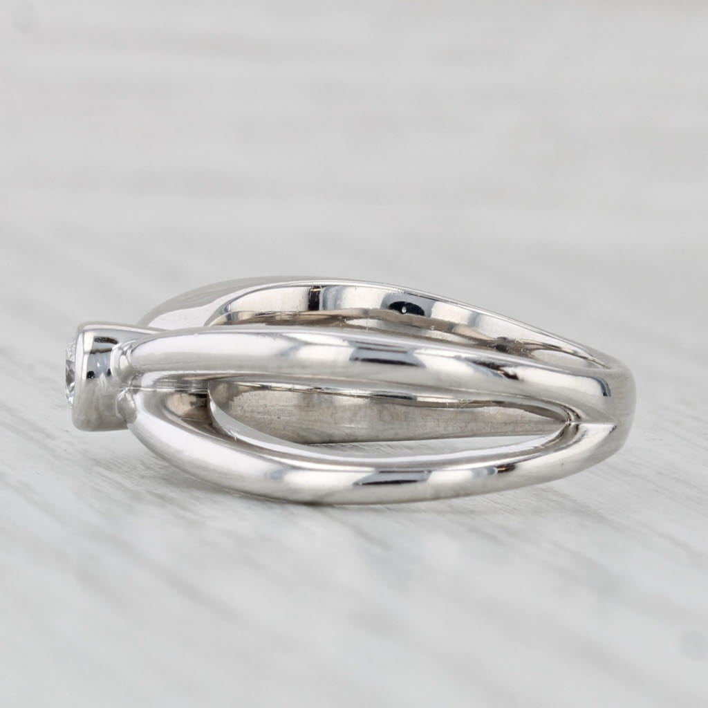 0.15ct Diamond Solitaire Ring 14k White Gold Size 6.75-7