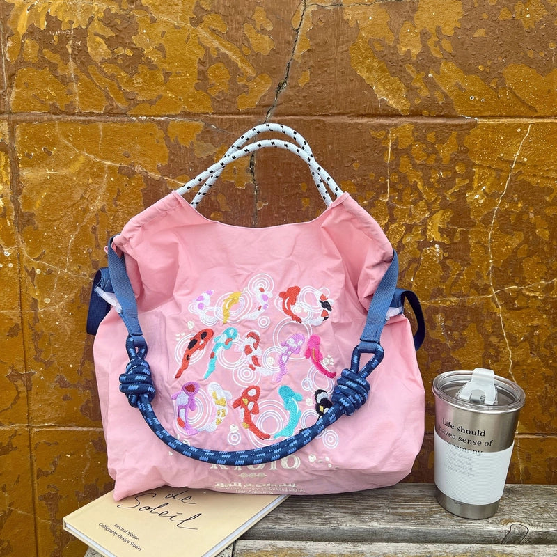 Women's Medium Polyester Animal Plant Streetwear Square Open Shopping Bags