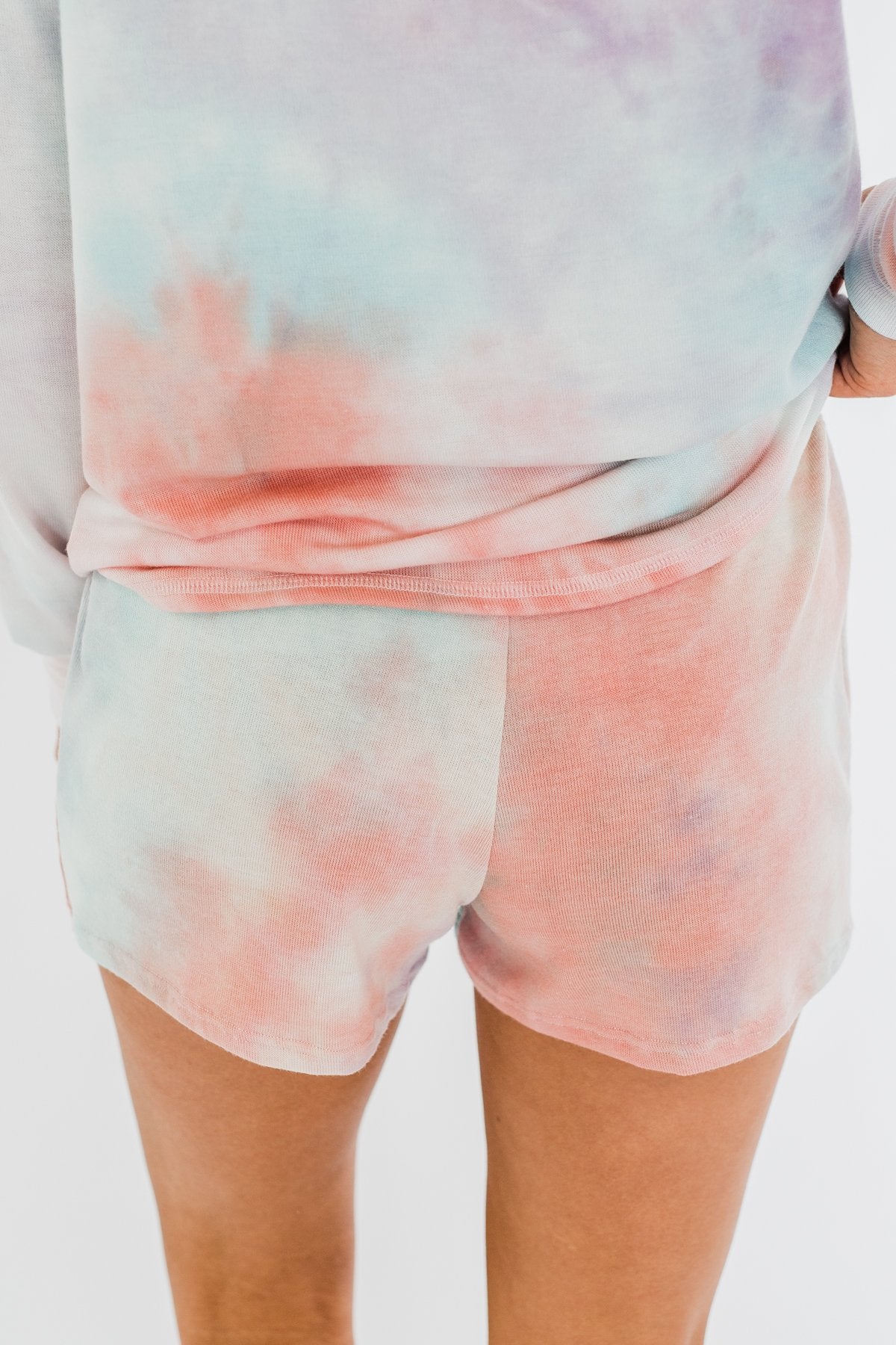 Tie Dye Lounge Shorts- Coral. Purple. & Blue