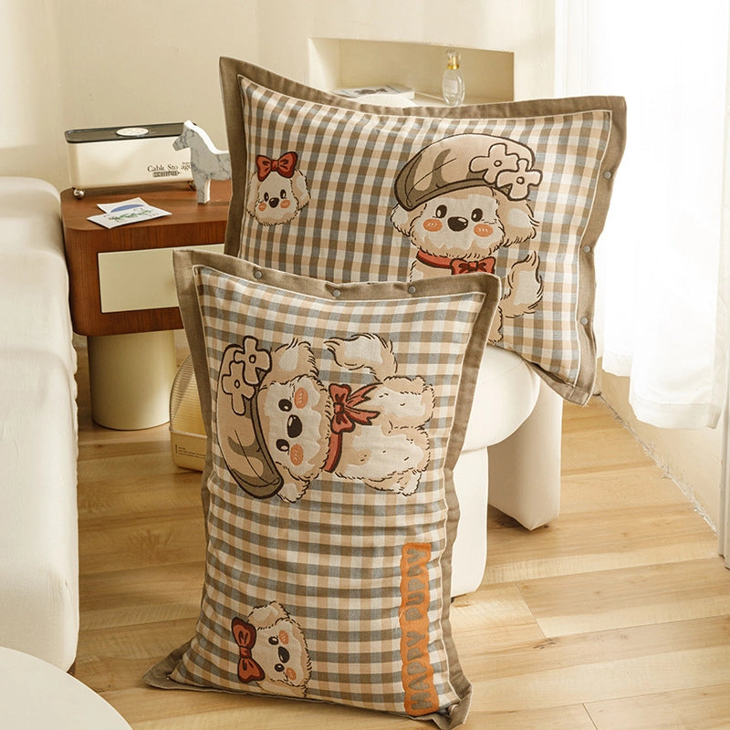 Cute Animal Letter Lattice Cotton Pillow Cases Couch & Sofa Decor