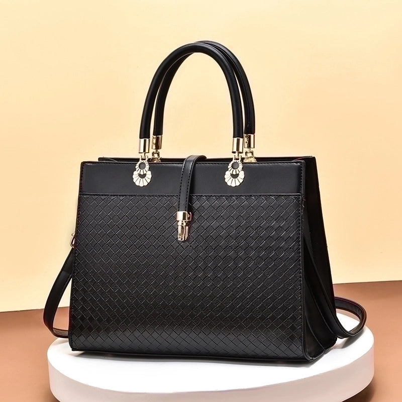 Women's Pu Leather Plaid Solid Color Elegant Vintage Style Square Zipper Buckle Handbag