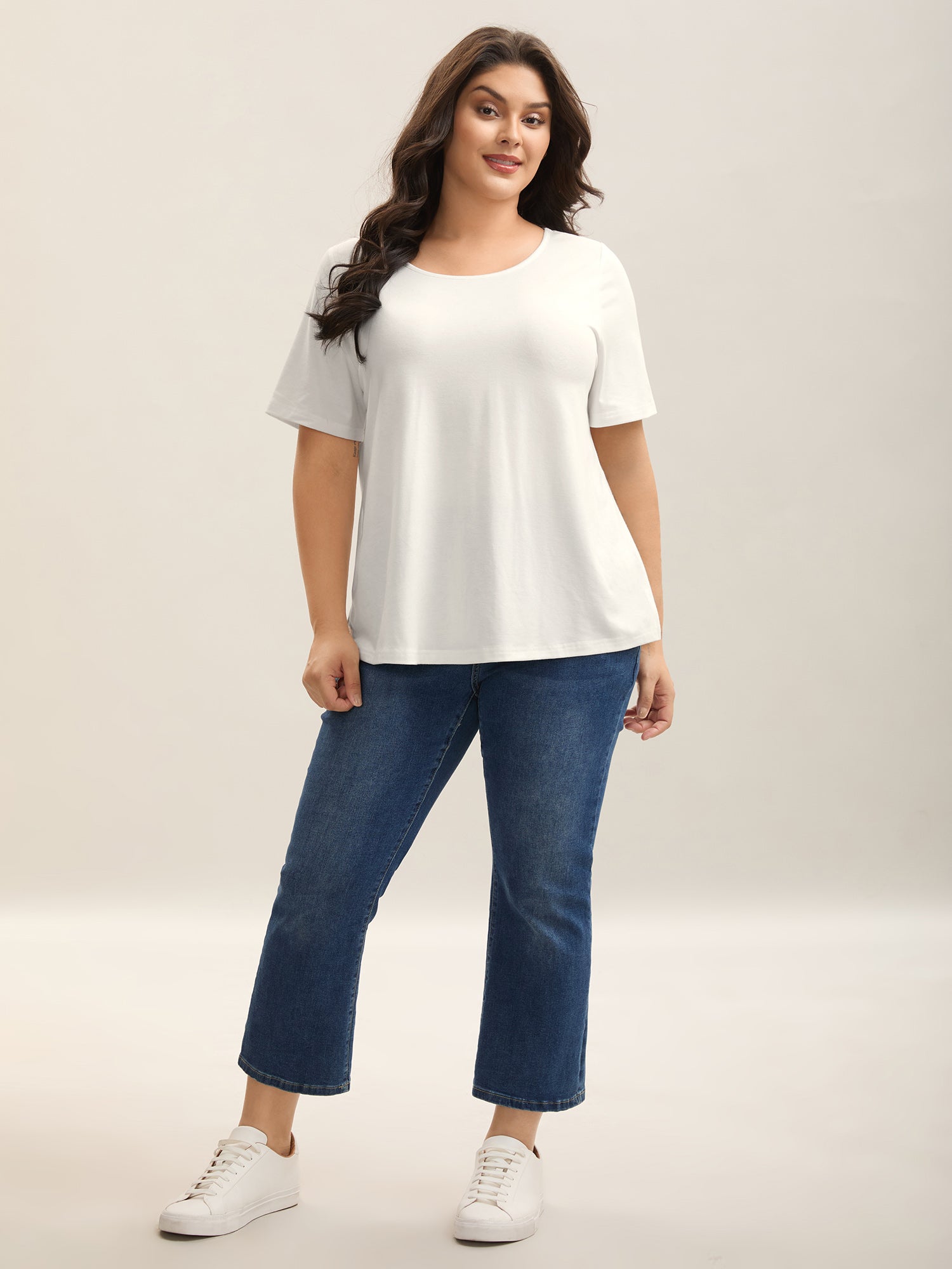 Lace Trim Backless Plain T-Shirt