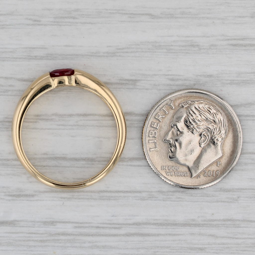 0.50ct Oval Ruby Solitaire Ring 18k Yellow Gold Size 6.5 Stackable Band