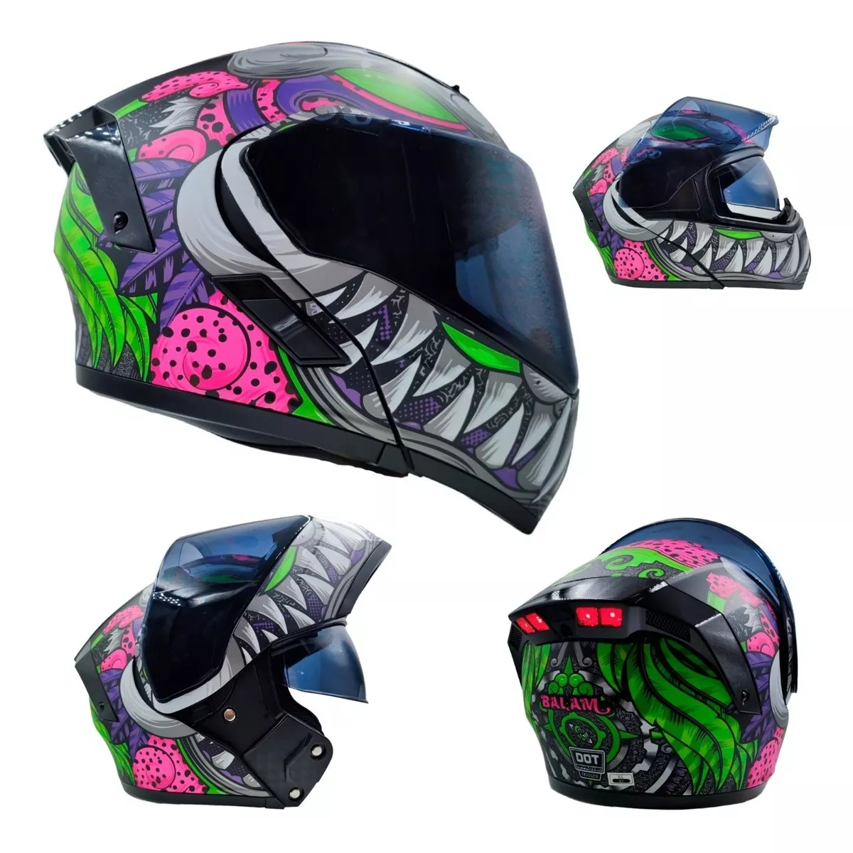 Casco Kov Abatible Con Luz Led Stelar Gafas Dot + Regalo