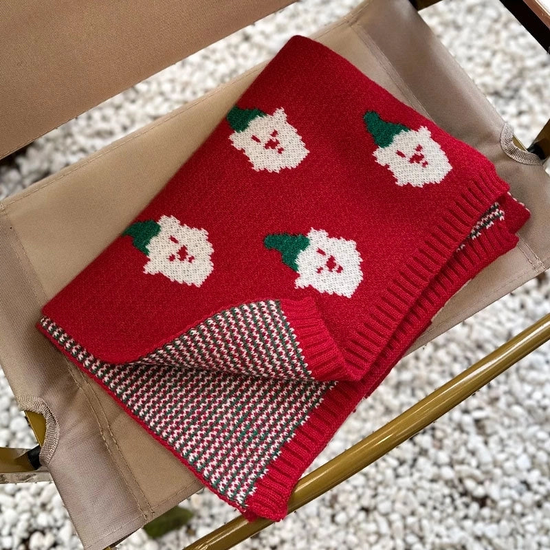 Women's Christmas Sweet Christmas Tree Santa Claus Elk Acrylic Scarf