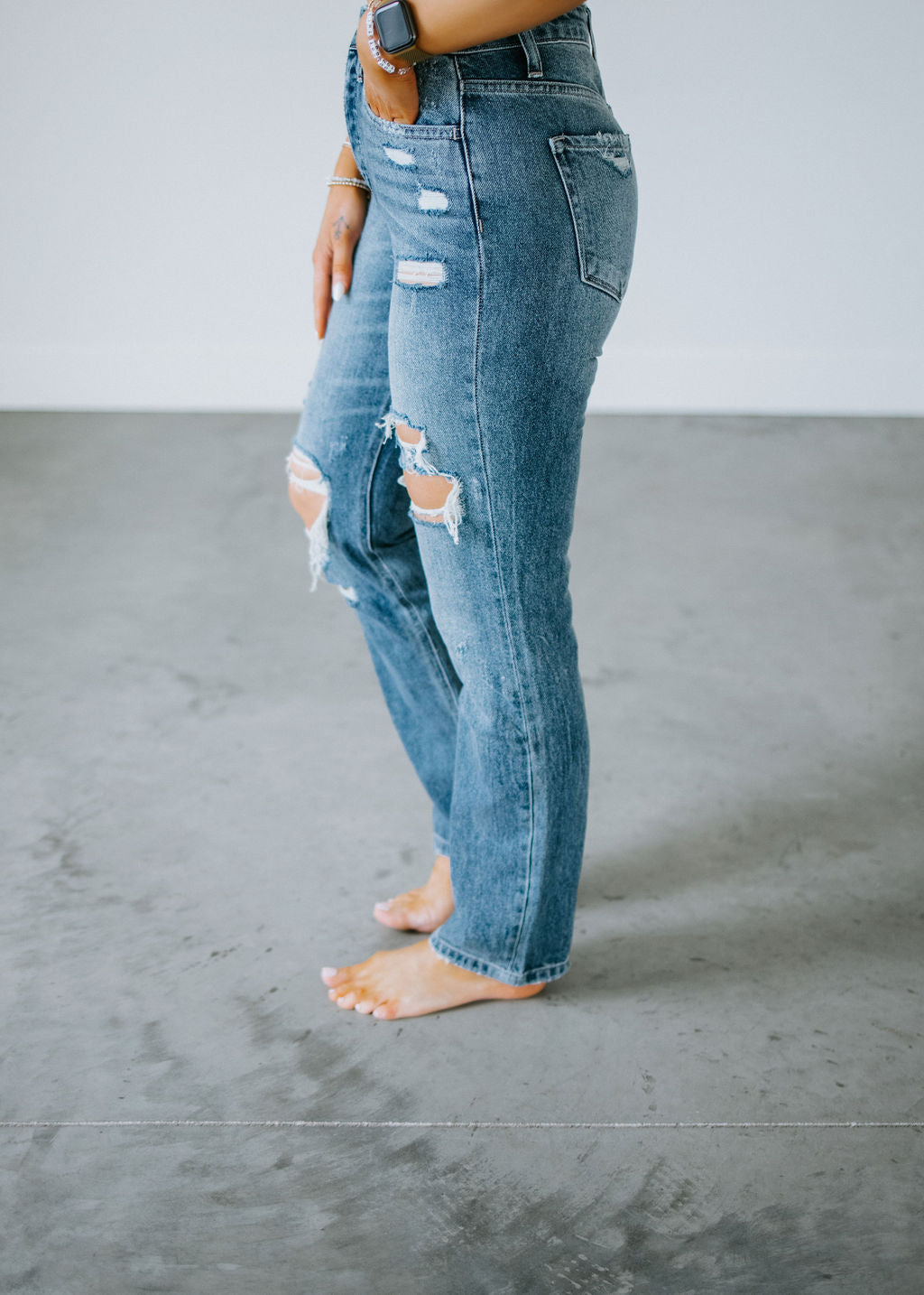 Tia Flying Monkey Distressed Straight Jeans