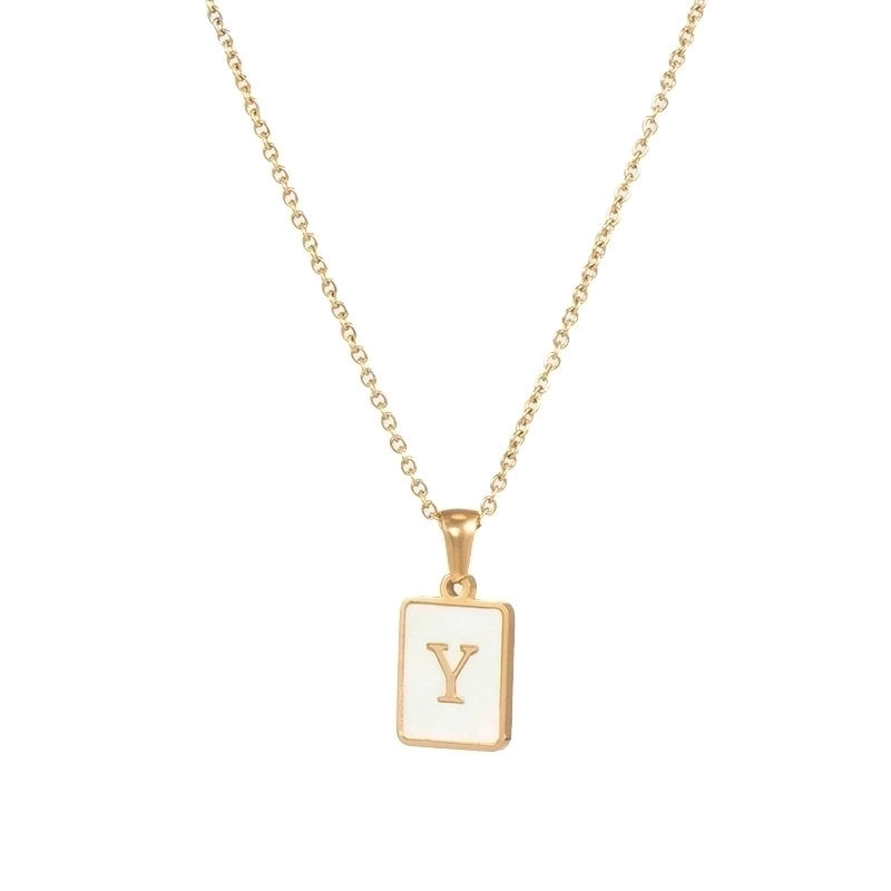 Vintage Style Letter Square 304 Stainless Steel Shell 18K Gold Plated Plating Inlay Pendant Necklace