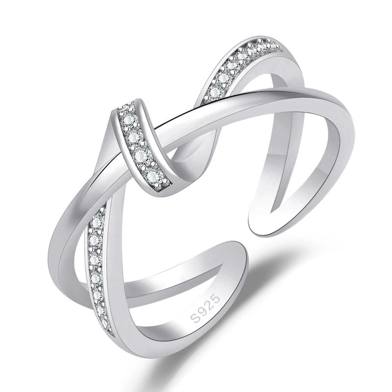 Minimalist Solid Color Copper Plating Inlay Artificial Diamond Rings 1 Piece