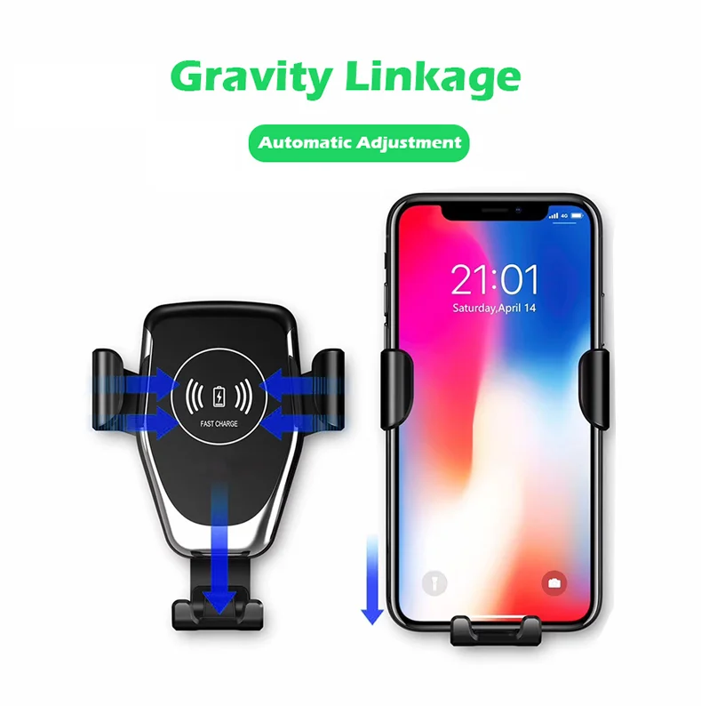 Adjustable 10w Car Wireless Charger Car Mount Wireless Charger Phone Holder For All Qi-enabled Mobile Phone Car Phone Holder