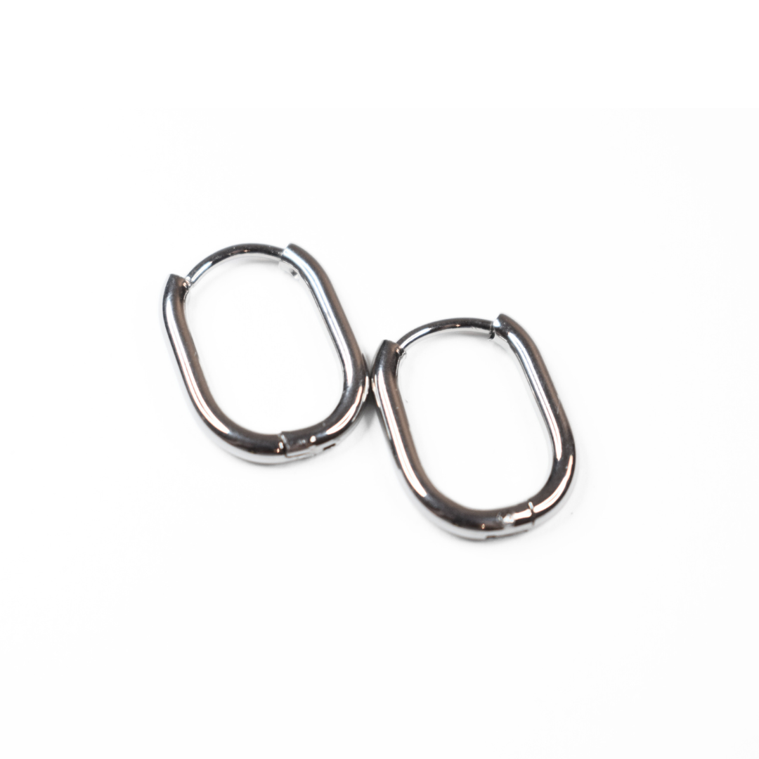 16mm Thin oval hoop - Silver