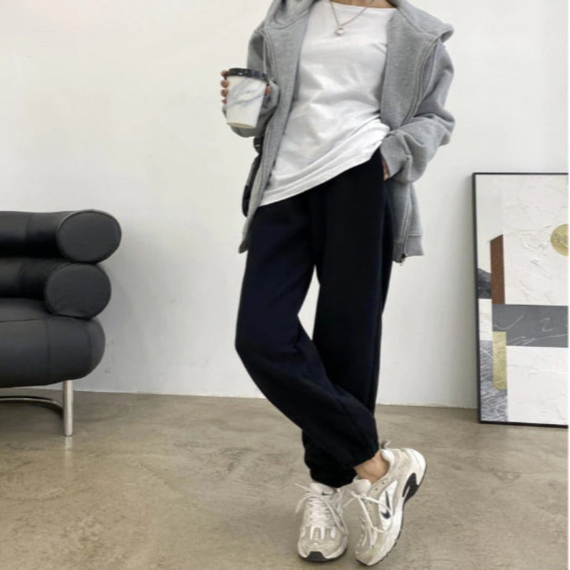 Women's Warm Fleece Casual Wide High Waist Pants