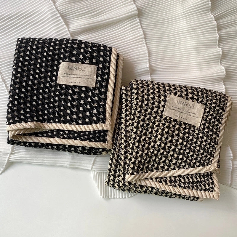 Women's Vintage Style Plaid Cotton And Linen Scarf