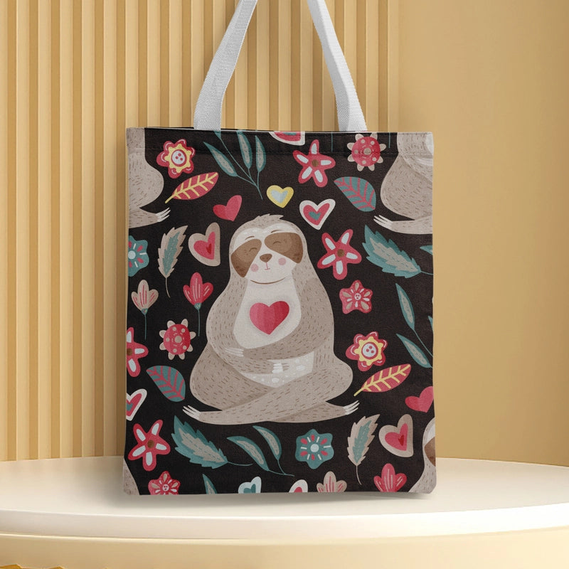 Women's Medium Canvas Animal Basic Classic Style Square Open Canvas Bag