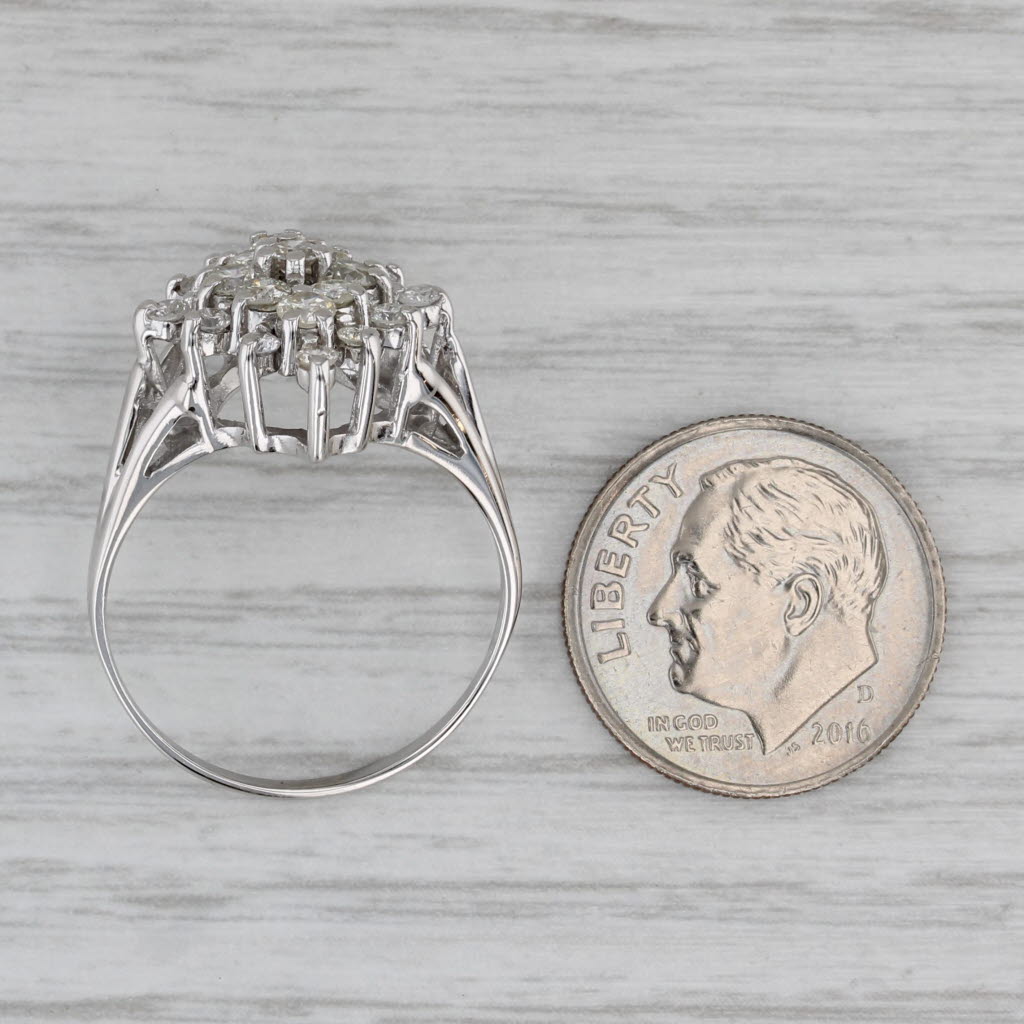 0.80ctw Diamond Cluster Ring 10k White Gold Size 8