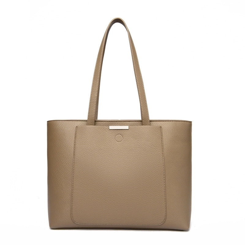 Women's Large Pu Leather Solid Color Streetwear Zipper Tote Bag