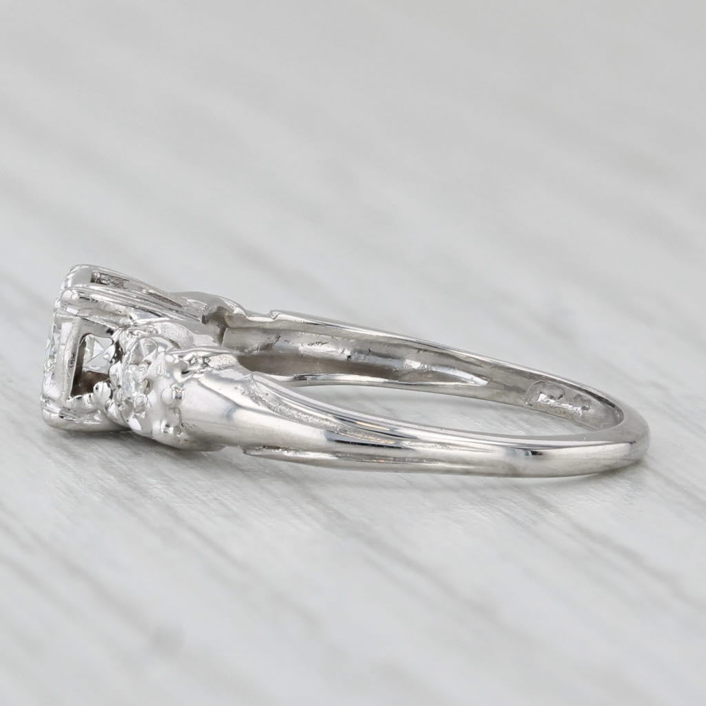 Vintage 0.10ctw Diamond Engagement Ring 14k White Gold Size 4.5