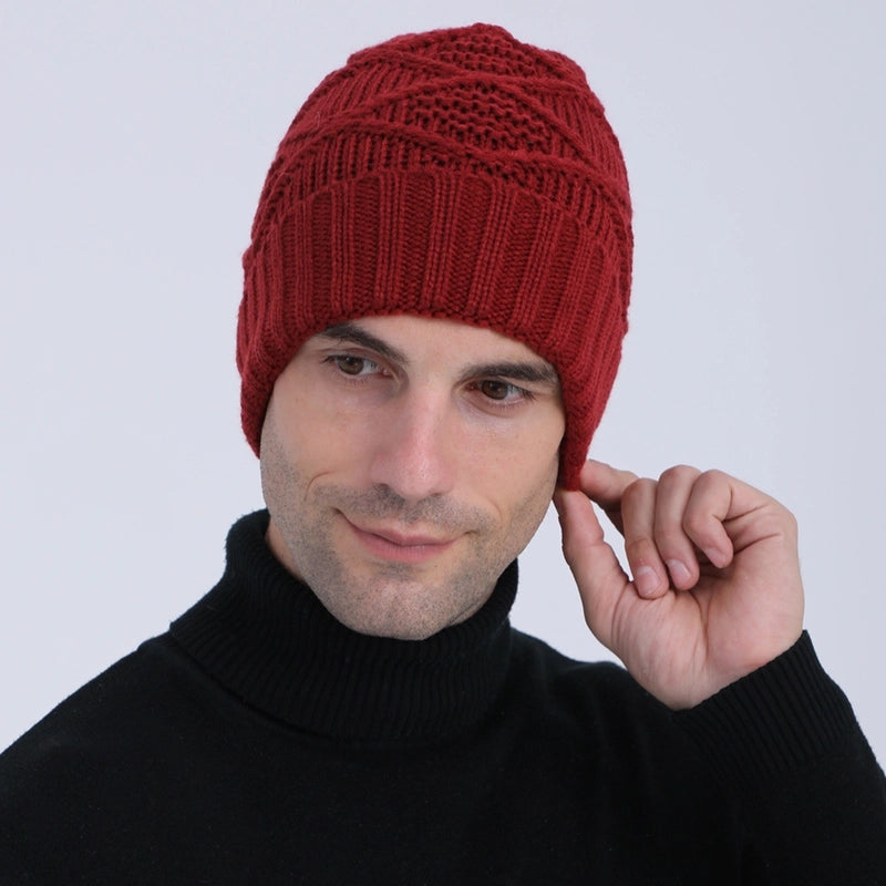 Unisex Basic Solid Color Argyle Eaveless Wool Cap