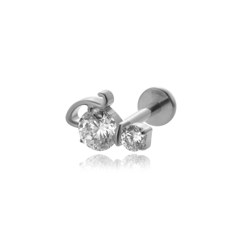 1 Piece Ear Cartilage Rings & Studs IG Style Vintage Style Geometric Flower Bow Knot Pure Titanium Plating Inlay Zircon