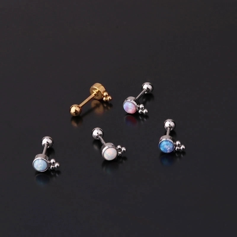 Ear Cartilage Rings & Studs Fashion Geometric 316L Stainless Steel  Inlaid Gemstone
