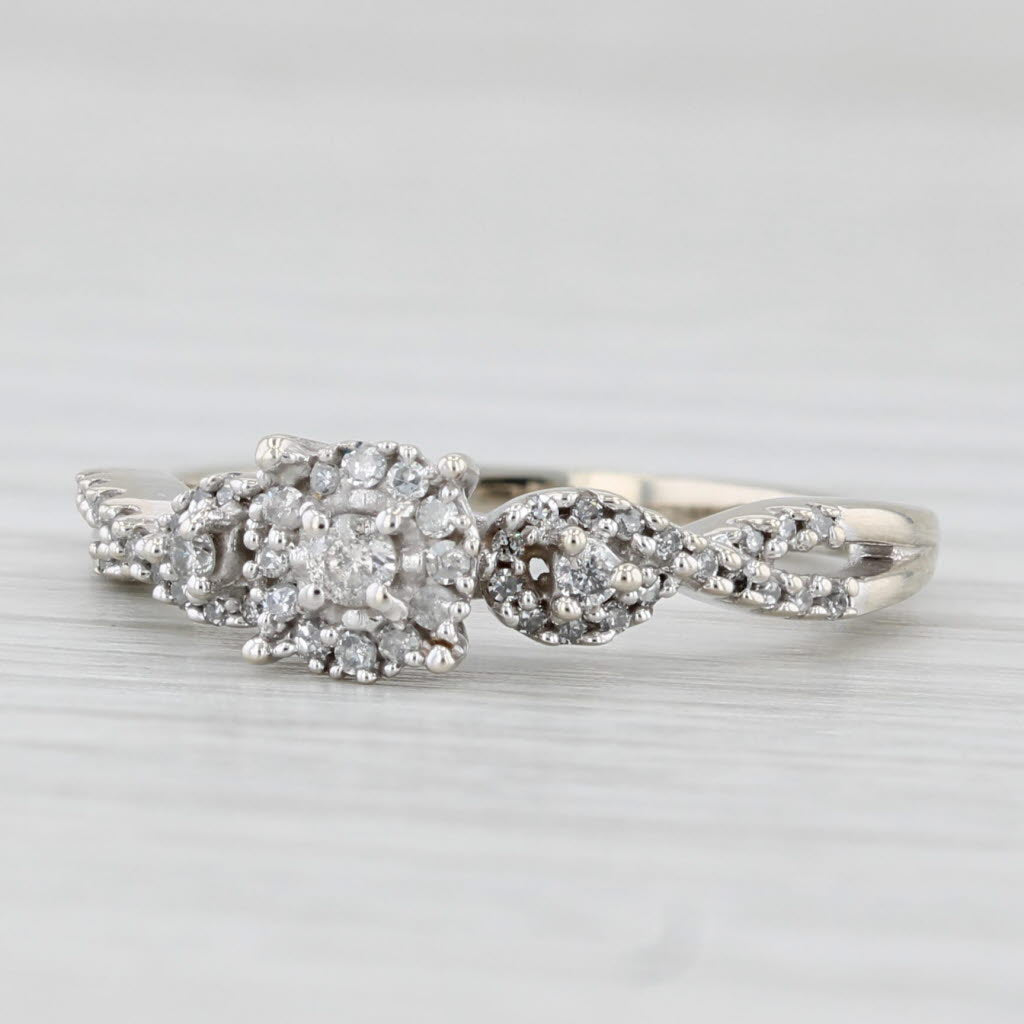 0.15ctw Diamond Cluster Engagement Ring 10k White Gold Size 6
