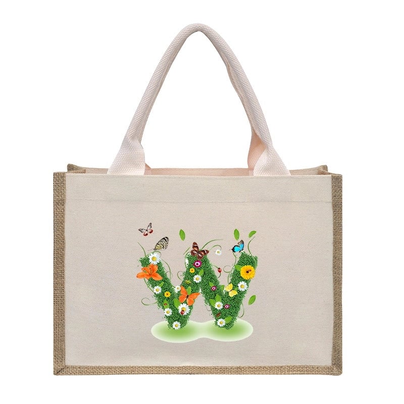 Women's Medium Canvas Letter Basic Classic Style Open Shopping Bags