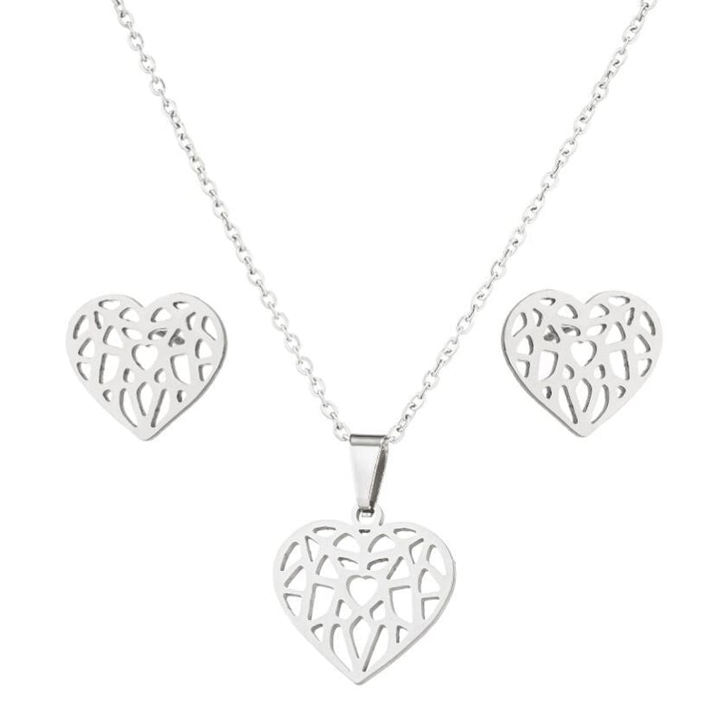 Minimalist Heart Shape Stainless Steel Plating Women's Earrings Necklace
