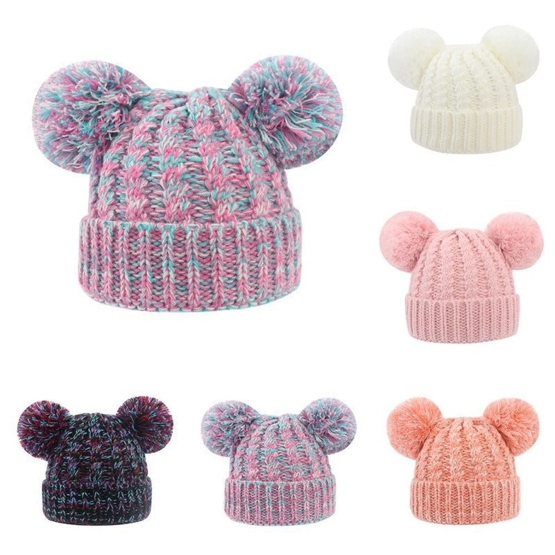 Children Unisex Sweet Minimalist Solid Color Pom Poms Wool Cap