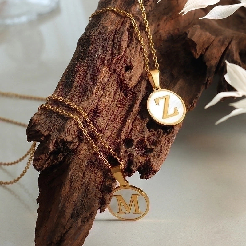 Fashion Letter 304 Stainless Steel Shell 18K Gold Plated Plating Pendant Necklace