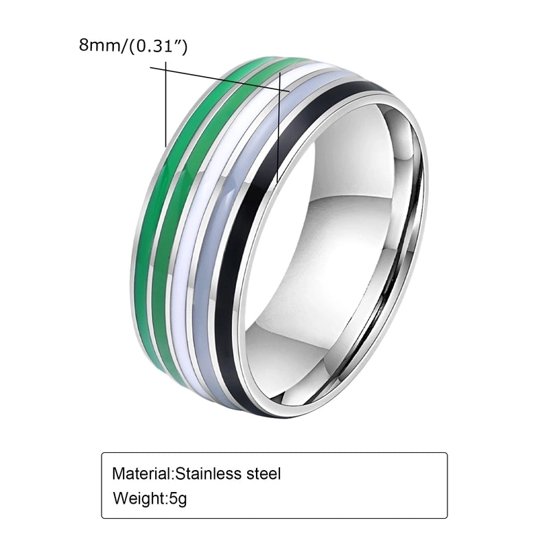 304 Stainless Steel Minimalist Epoxy Color Block Rings