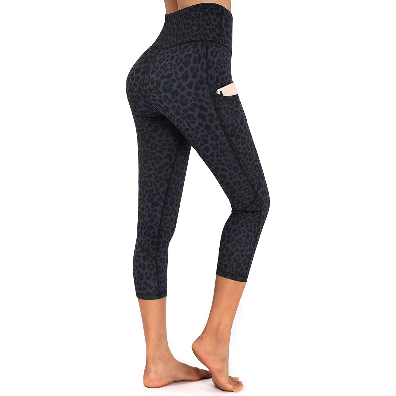 Women's High Waist Capri Yoga Pants Workout Leggings with Pockets For Tummy Control