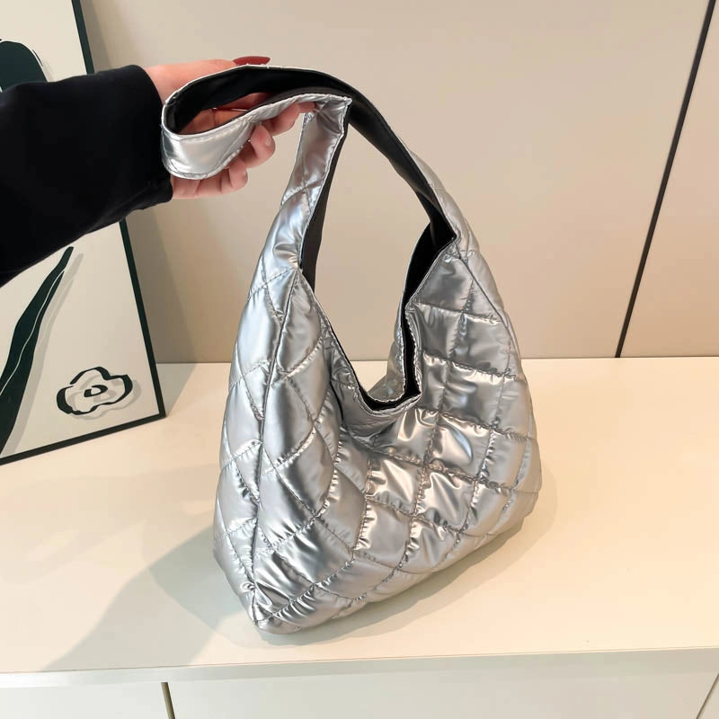 Women's Cotton Solid Color Lingge Streetwear Square Zipper Shoulder Bag