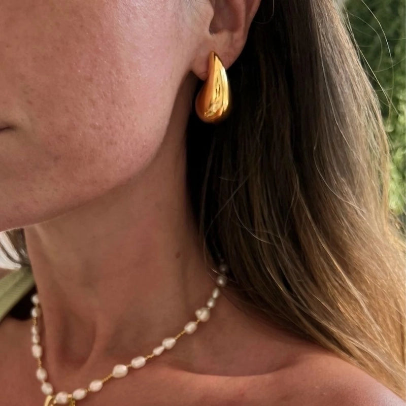 1 Pair Minimalist Water Droplets Plating 304 Stainless Steel 18K Gold Plated Stainless Steel Earrings