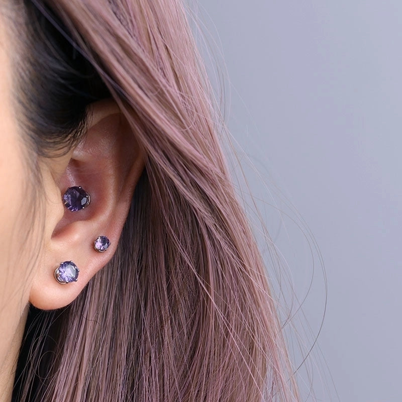 Ear Cartilage Rings & Studs Minimalist Geometric 316L Stainless Steel  Plating Zircon