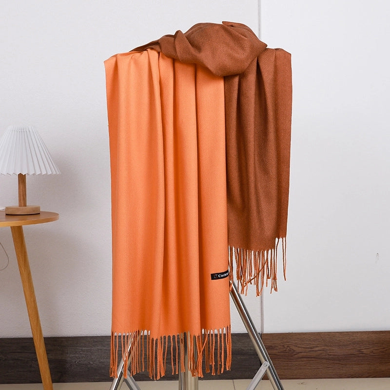 Double-sided Scarf Women's Winter Tassel Cashmere Scarf Autumn And Winter Version New Wool Men's Scarf