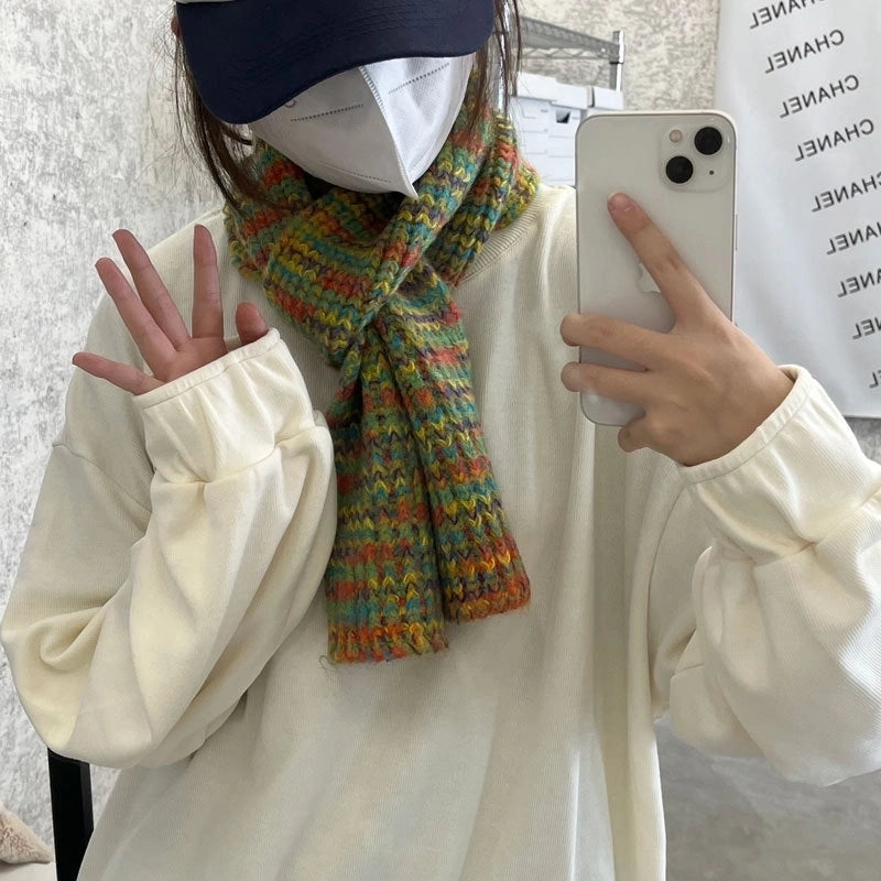Women's Retro Color Block Acrylic Scarf