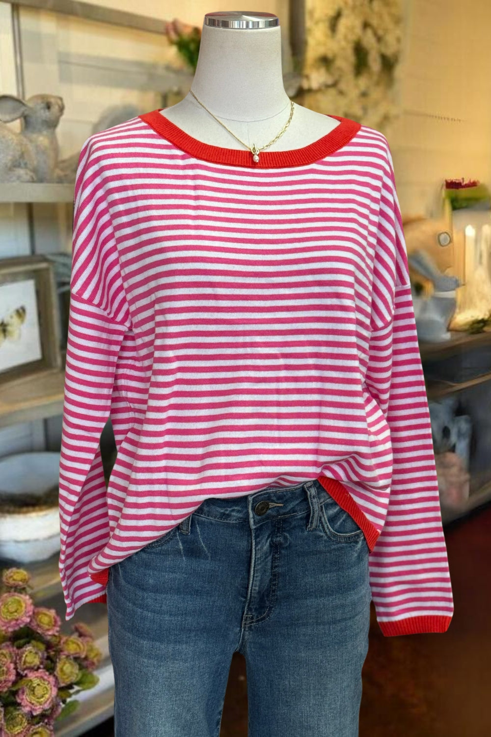 Basic Striped Relaxed Pullover