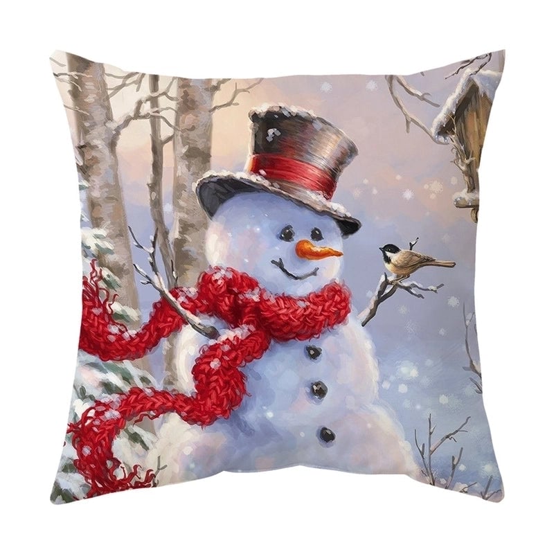 Cute Snowman Short Plush Pillow Cases