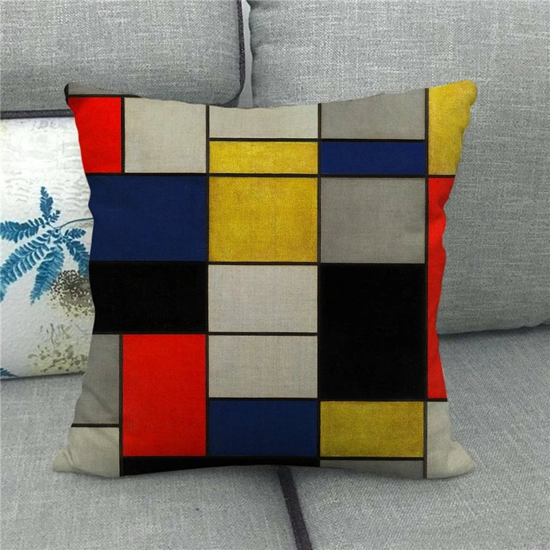 Minimalist Classic Style Color Block Linen Pillow Cases Couch & Sofa Decor