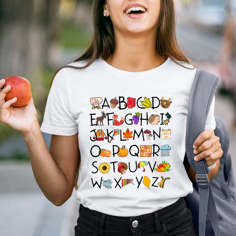 Fall Alphabet Teacher T-Shirt