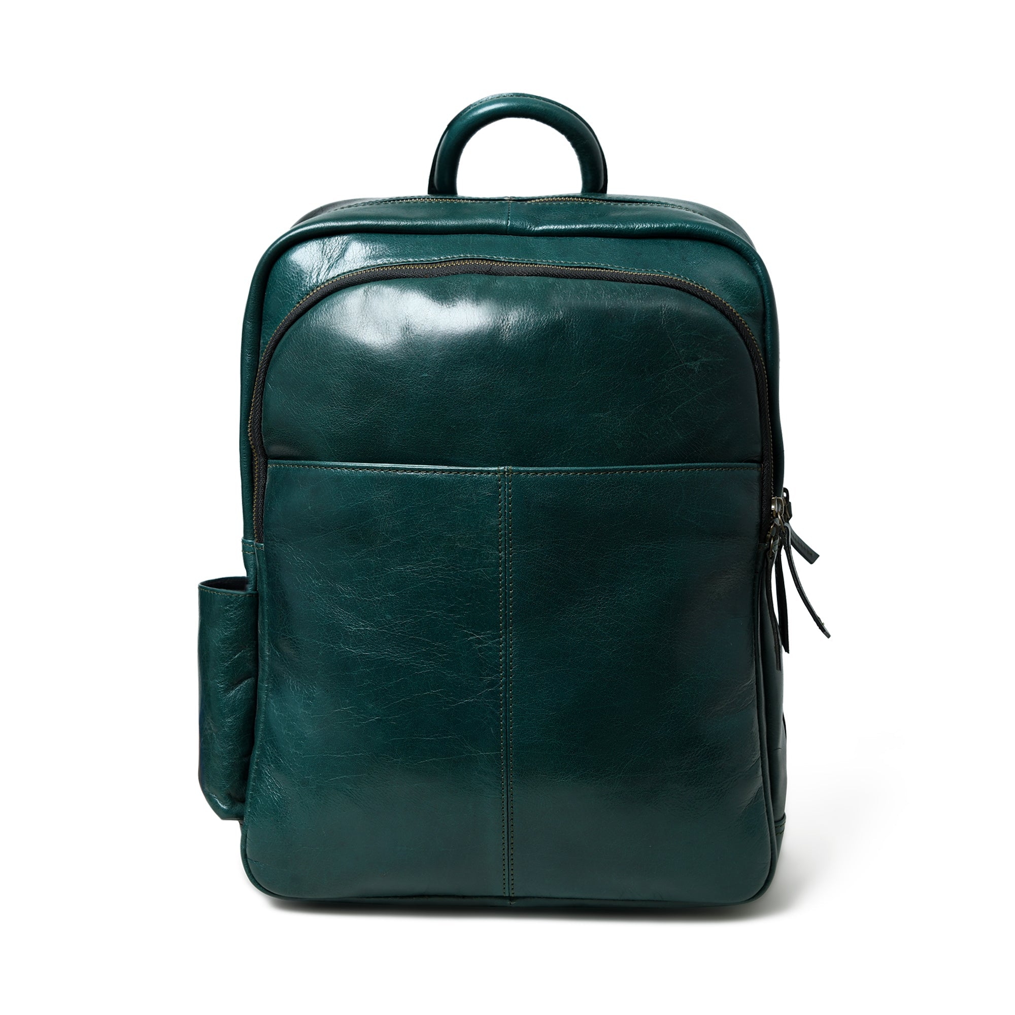 Luxury Italian Leather Backpack. Green