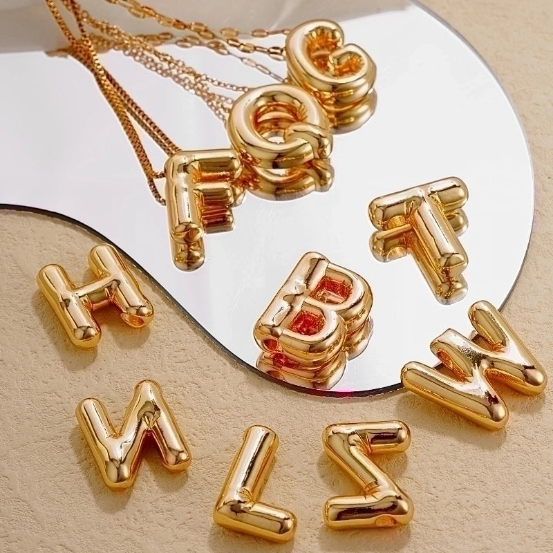 304 Stainless Steel Copper Gold Plated IG Style Minimalist Polishing Plating Letter Charms