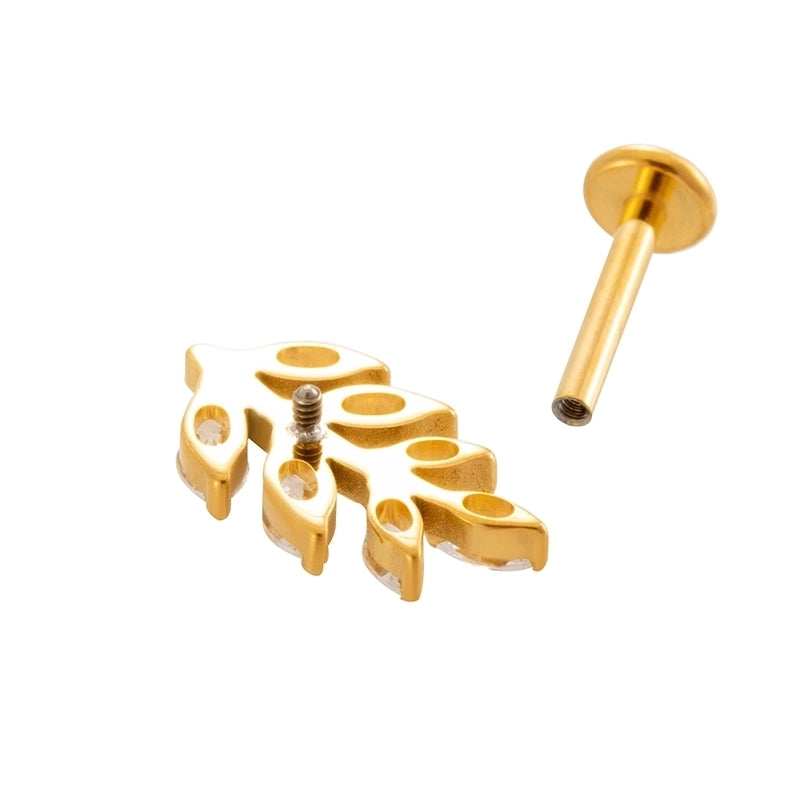 1 Piece Ear Cartilage Rings & Studs Minimalist Classic Style Leaves Chain Pure Titanium Inlay Zircon Ear Cartilage Rings & Studs