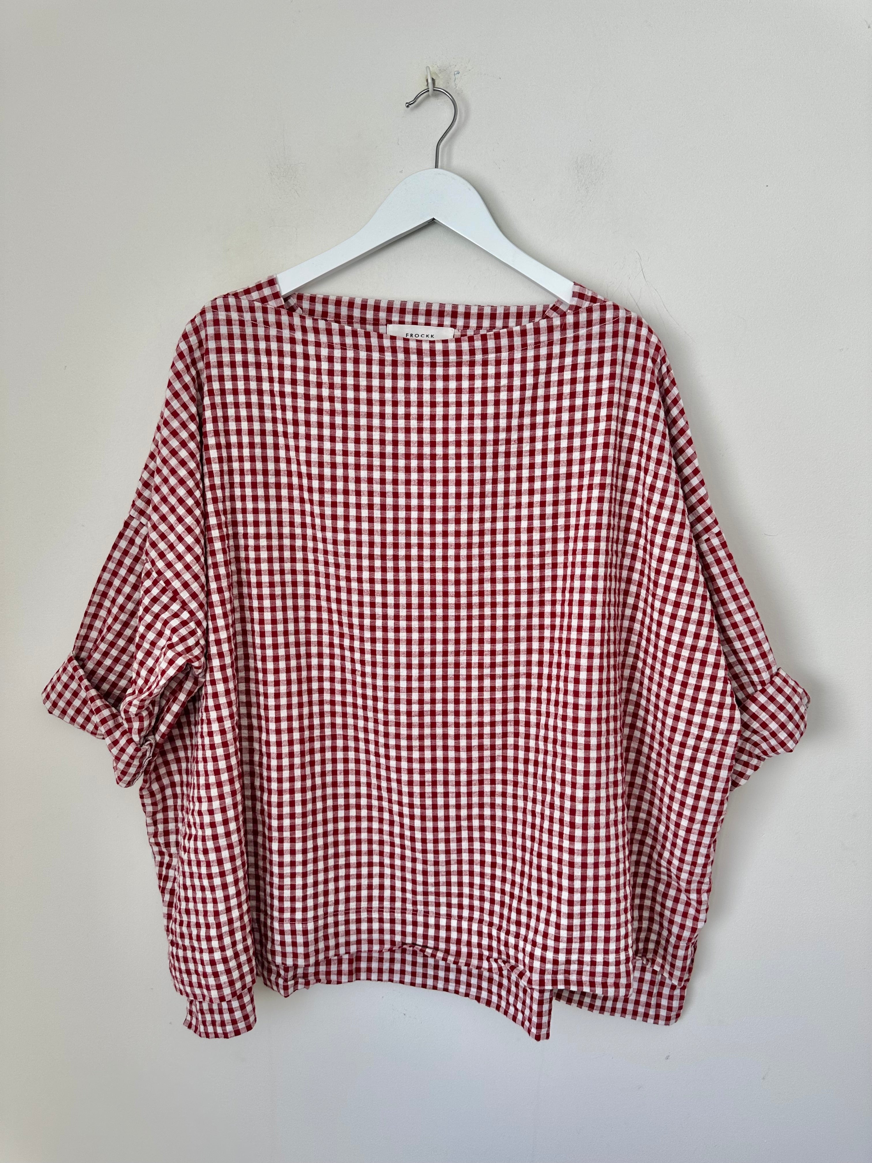 avril top - dark red gingham