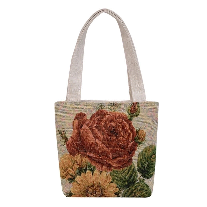 Women's Small Spring&Summer Canvas Printing Cute Open Handbag