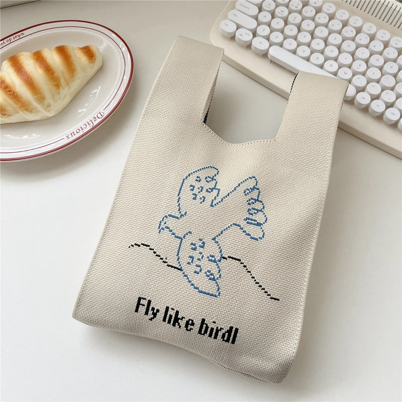 Women's Small Knit Animal Cartoon Cute Open Handbag