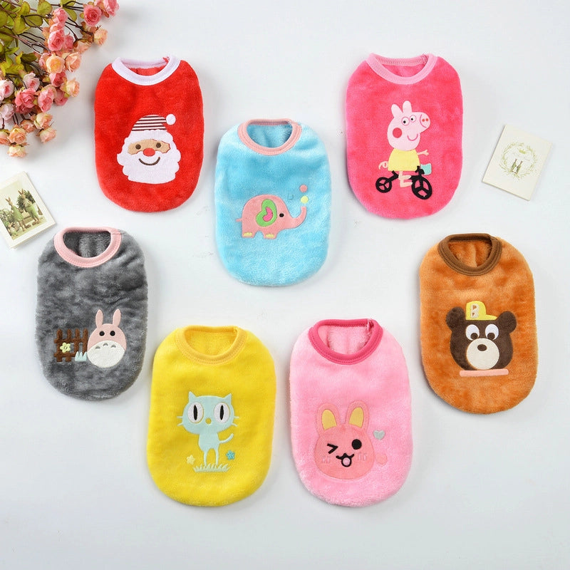 Flannel Milk Dog Clothes Small Dog Puppy Cat Dog Autumn And Winter Pet Rabbit Teacup Dog Warm Vest