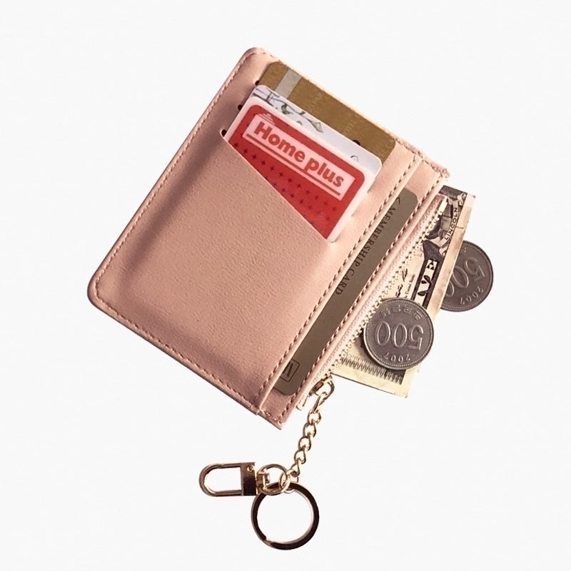 Korean Zipper Girl Coin Purse Mini Key Hook Wallet Multi-card Card Holder