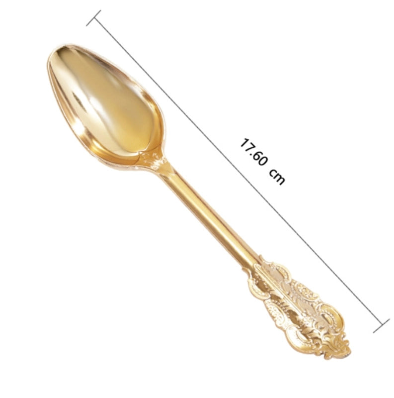 Disposable Tableware Dragon Pattern White Golden Edge Relief Plate Wine Glass Knife. Fork And Spoon PS Hard Plastic Gold Air-Laid Paper Suit